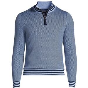 Lands End Men's Tall Fine Gauge Supima Cotton 1/4 Zip Henley Sweater Large 42-44